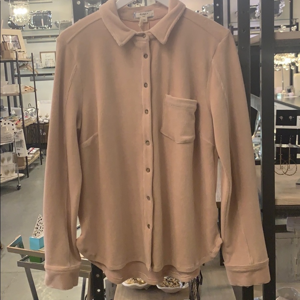 NWT! Velour button up top